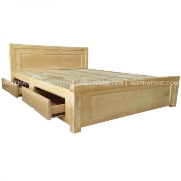 giường ngủ gỗ sồi nga có hộc kéo